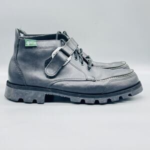 Eastland Boots Mens 15 Black Leather Chukka Buckle Ankle Lace Up Moc Toe Vibram